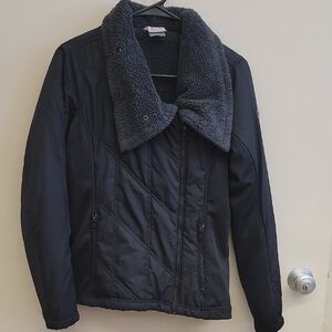 Avalanche Black Puffer Jacket with Charcoal Collar